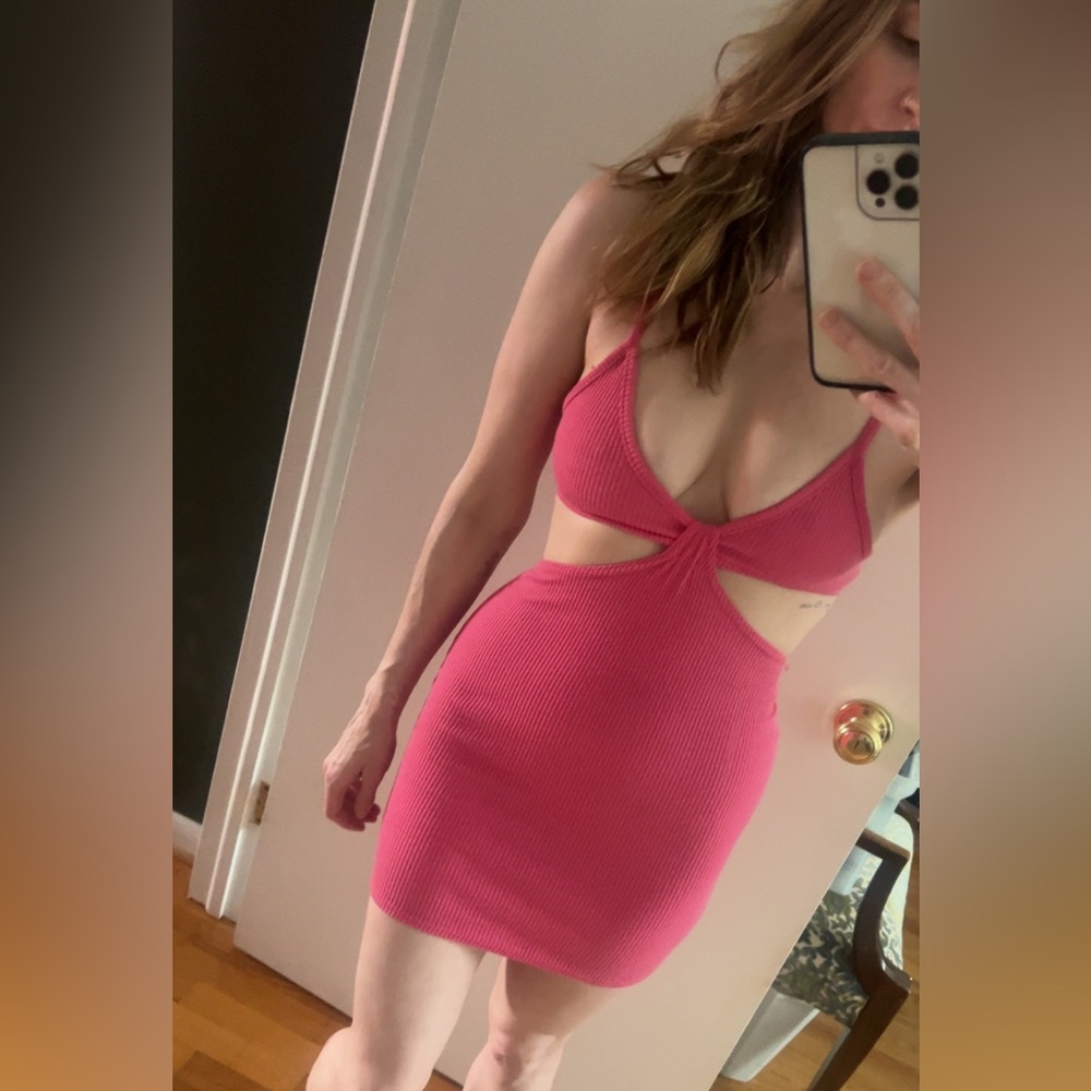 Pink Boohoo Cut-Out Mini Dress